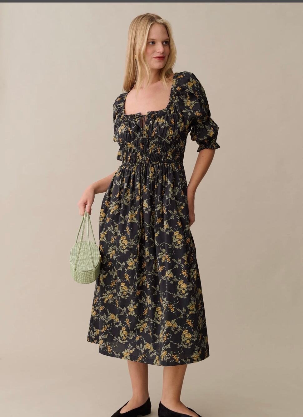 New sorella Marguerite Cotton Dress vintage marigold floral $222 Sz M